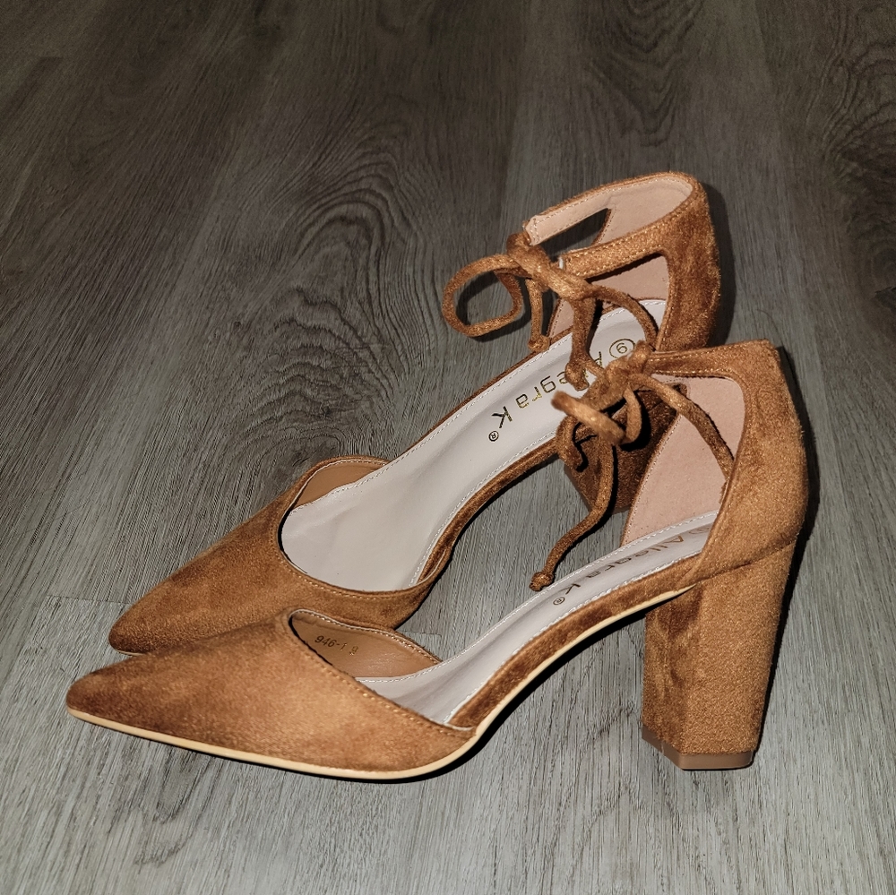 Allegra K | Women's Ankle Tie Point Toe Dress Pumps